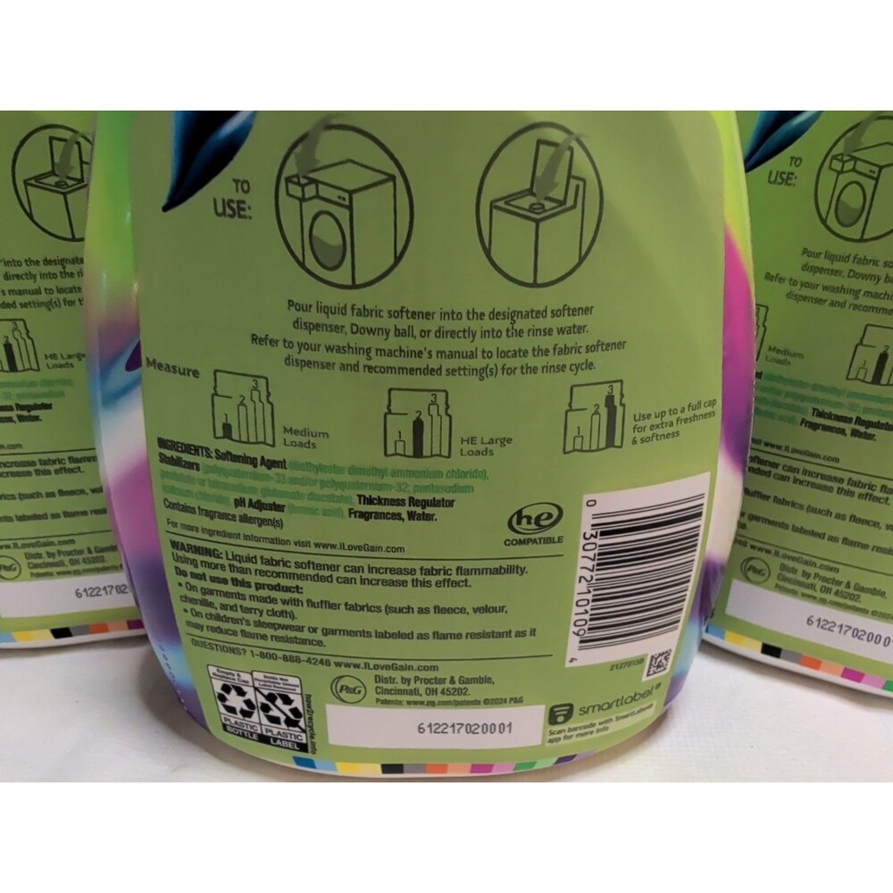 gain fabric softener Odor Defense 48 Loads 35 Fl Oz Super Fresh Blast Lot Of 3 - Picture 3 of 3